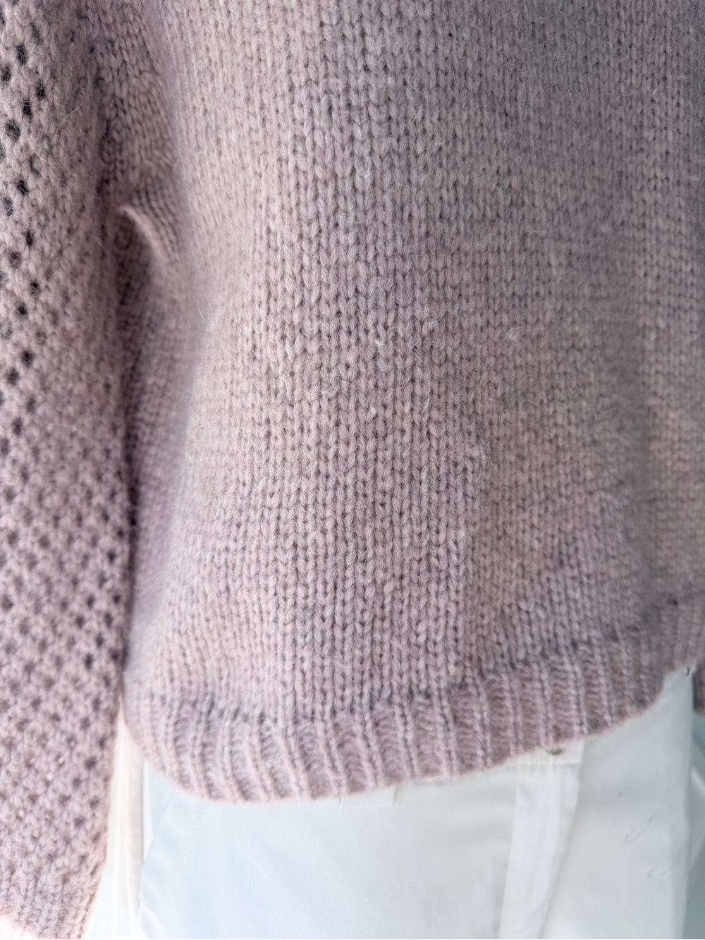 LoveShackFancy Alpaca Wool Blend Bateau Neck Crop Sweater Pink Size M - Picture 10 of 17